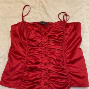 Red Satin Bustier Style Tank